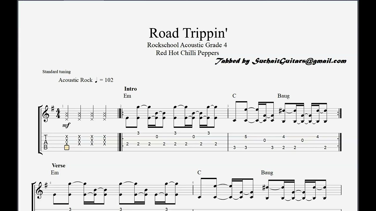 Road Trippin' backing track (RHCP) - Rockschool Acoustic Guitar Grade 4.