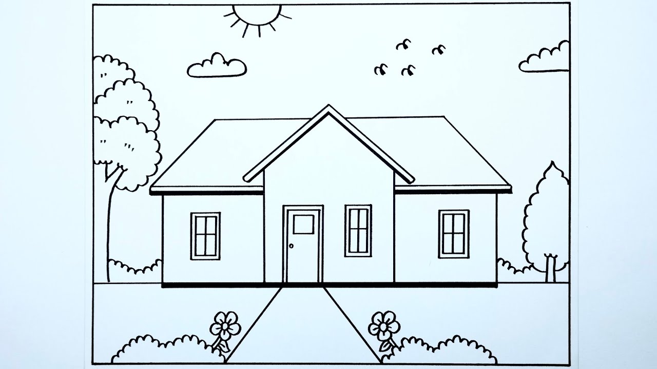 Cara menggambar rumah mudah dan simple - Gambar rumah yang mudah