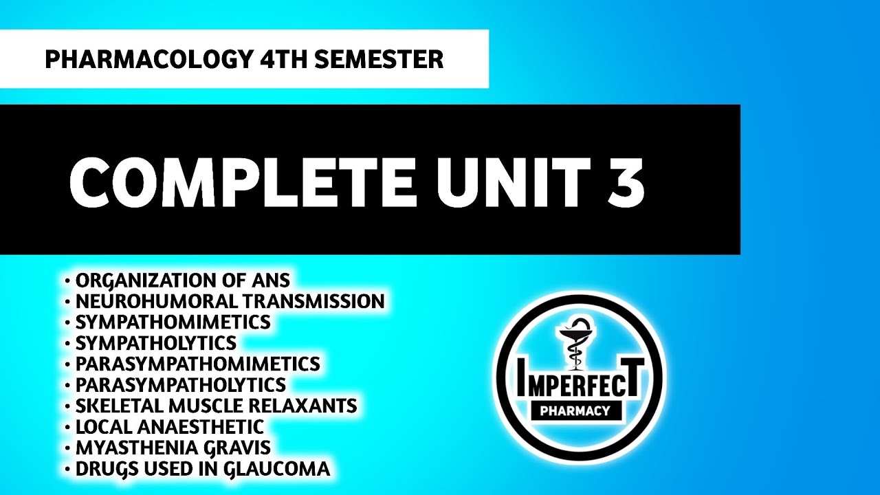Drugs Acting On PNS | Unit 3 Pharmacology | Sympathomimetics | Parasympathomimetics | 4th Semester