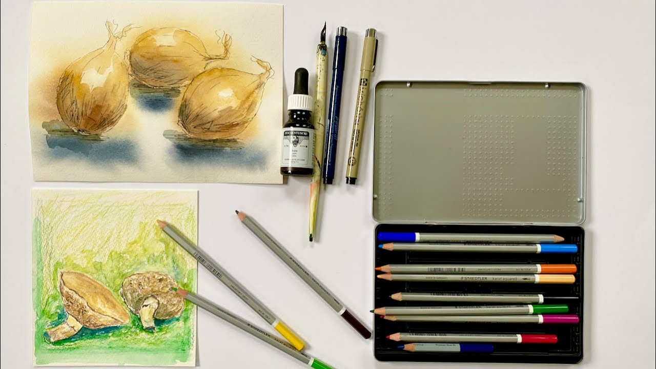 Teil 5, Aquarell malen lernen: weitere Techniken mit Aquarellstiften und Tusche (absolute Anfänger)