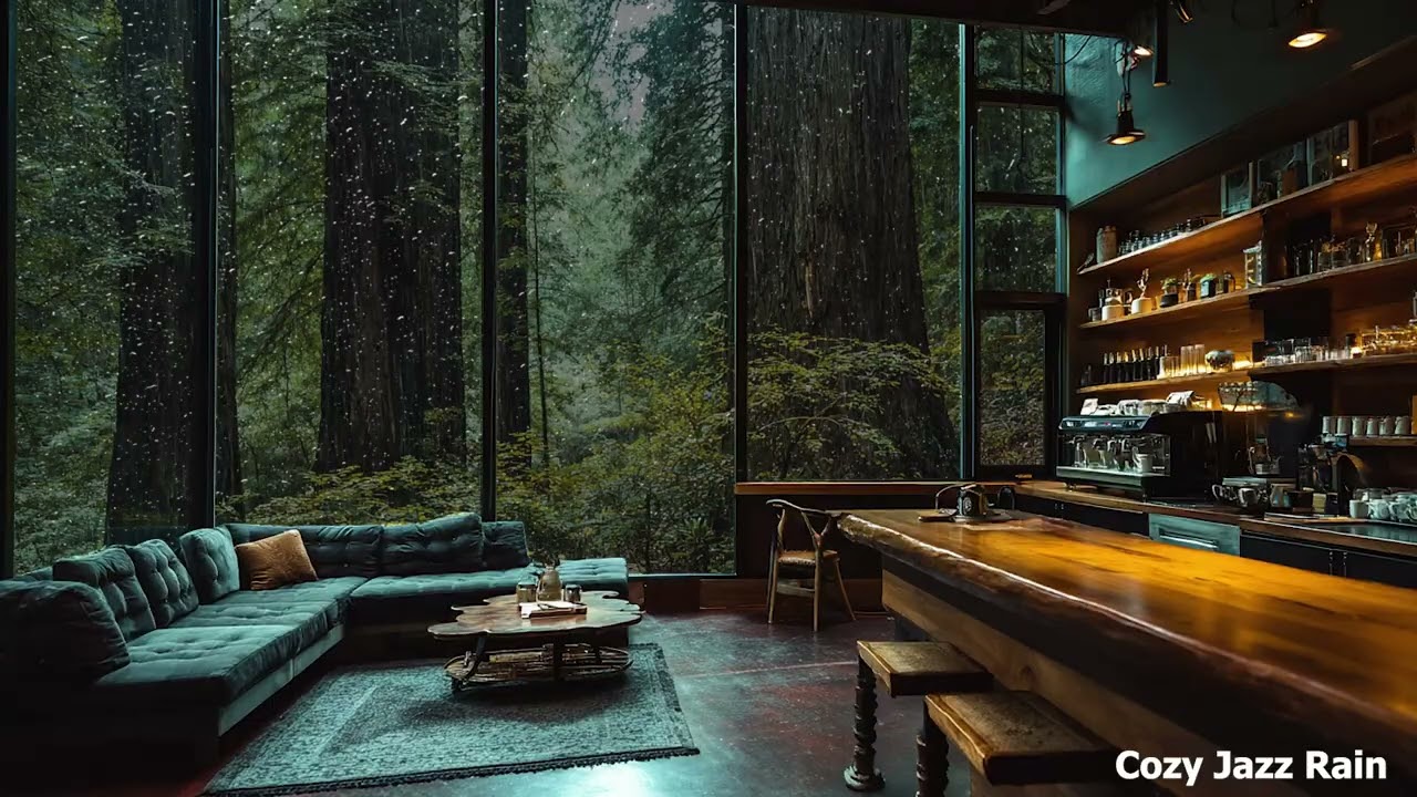 Jazz and Rain Sounds for Creating a Cozy Coffee Vibe and Stress-Free Environment