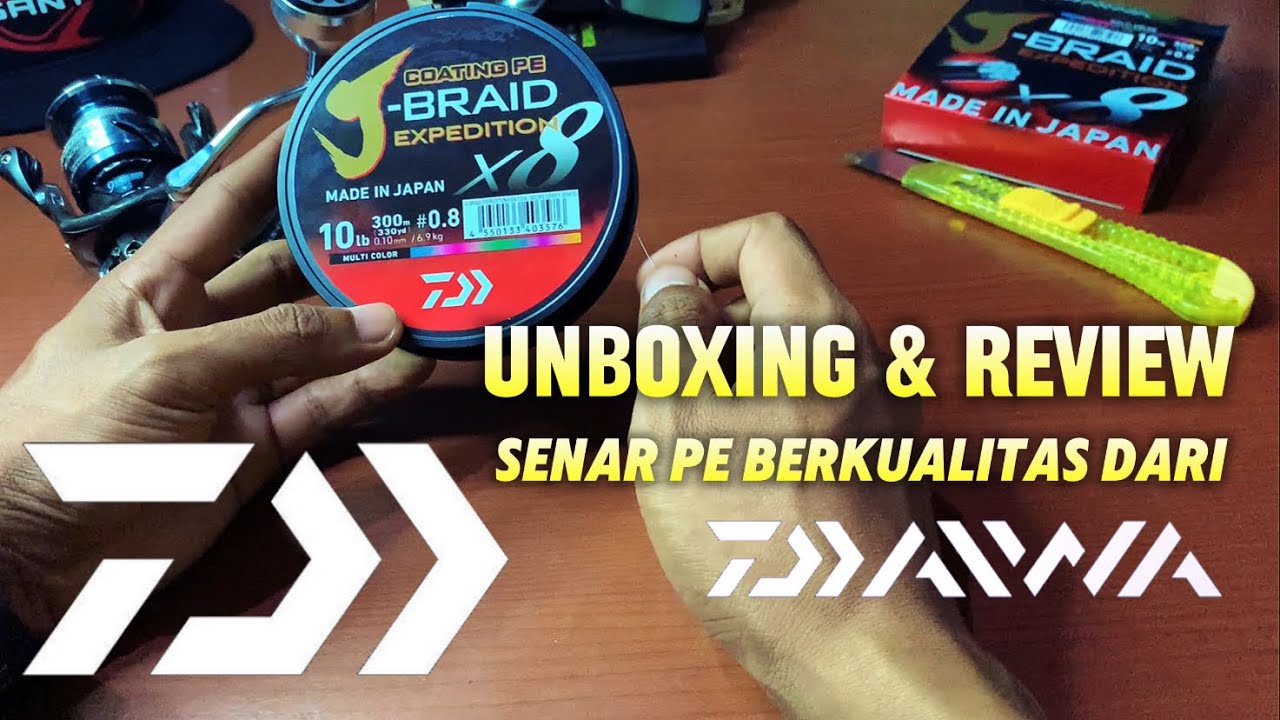 UNBOXING & REVIEW !? senar pe berkualitas dari daiwa. J-BRAID Expedition X8