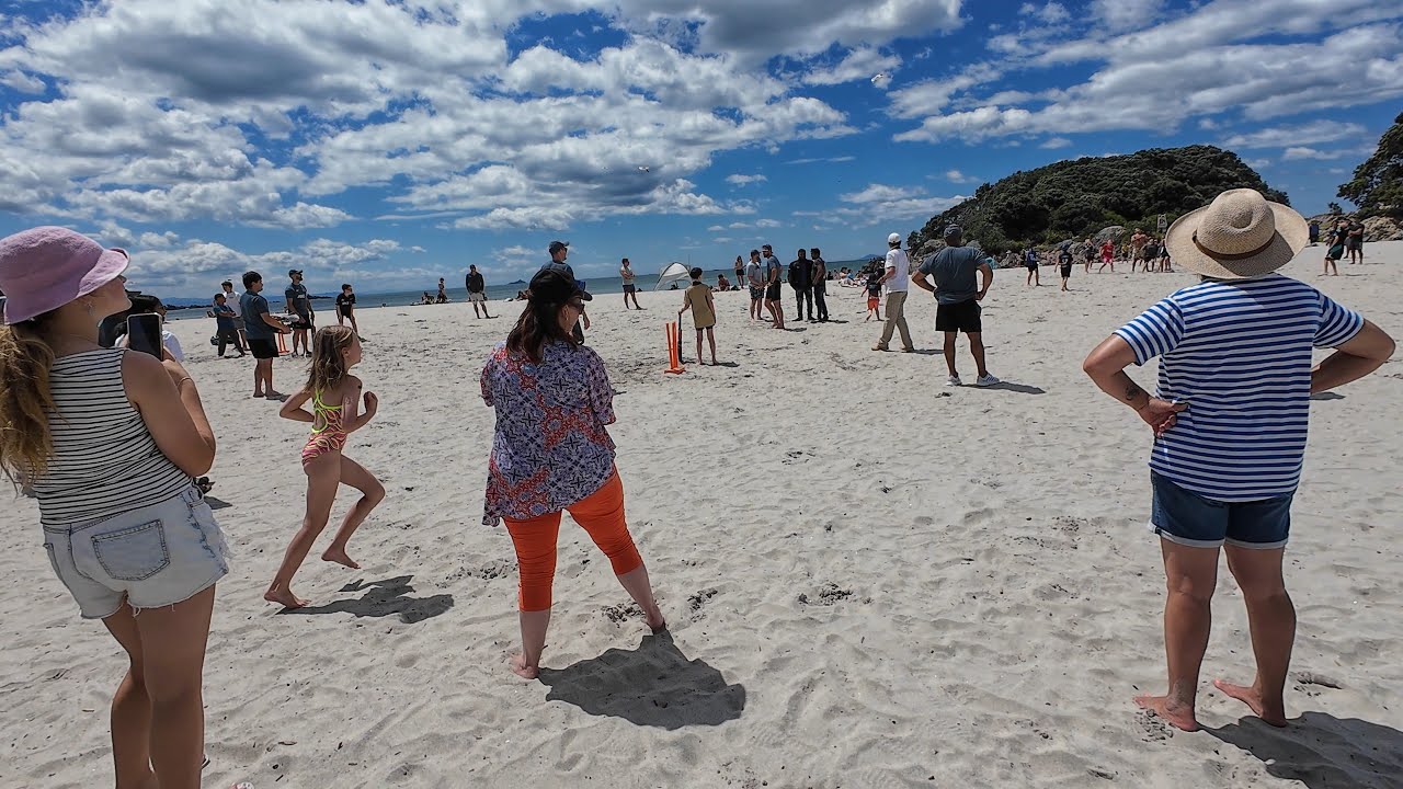 (4K) Summer Walk + ANZ Cricket + Swim @ Mount Maunganui Beach | North Island, New Zealand