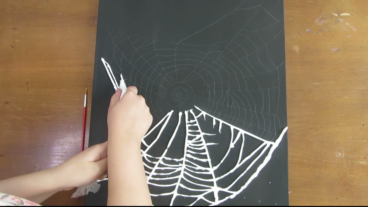 Scary Spider Web Texture Art and Step by Step Guide with Let Me Bee