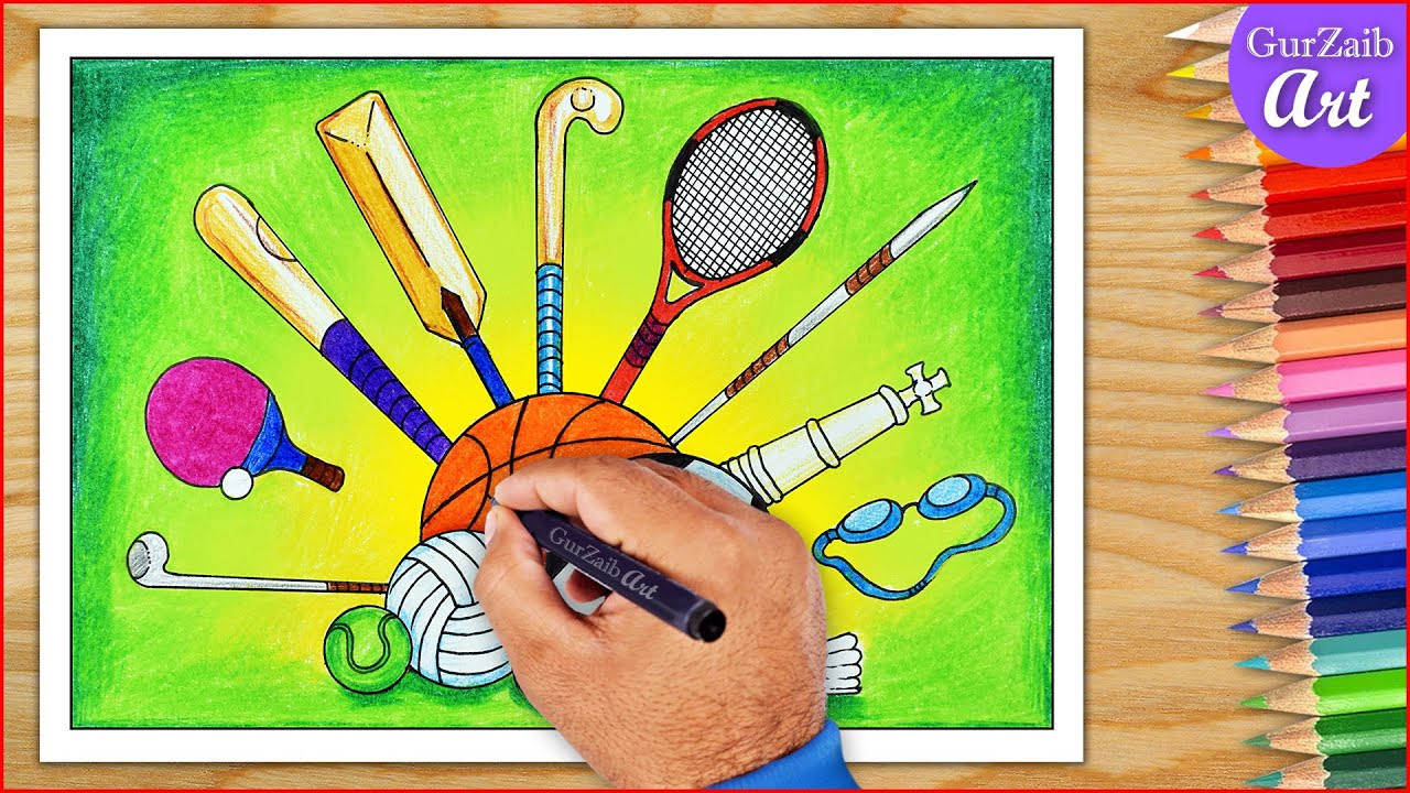 Sports Day drawing || poster making on sports day India - Easy step by step