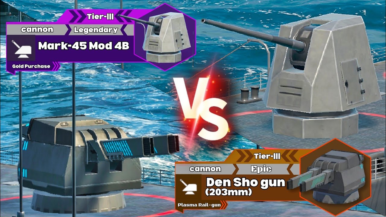 Mark-45 Mod 4B (127 mm) VS Den Sho gun (203 mm) Damage🔥 COMPARISON -Modern Warships #modernwarships