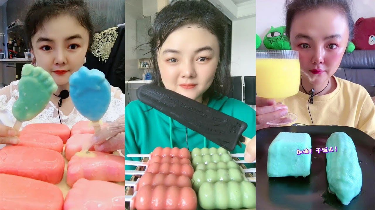 asmr eating ice cream big bite