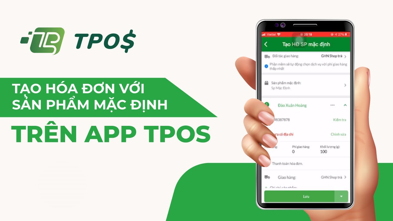 [HDSD] Cách hóa đơn với sản phẩm mặc định trên app phần mềm bán hàng TPos