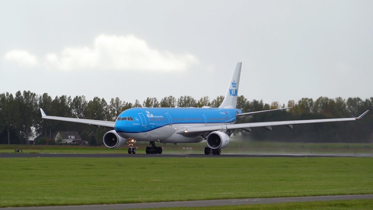 (4K) KLM AIRBUS A330-303 Take off from Polderbaan runway 36L EHAM