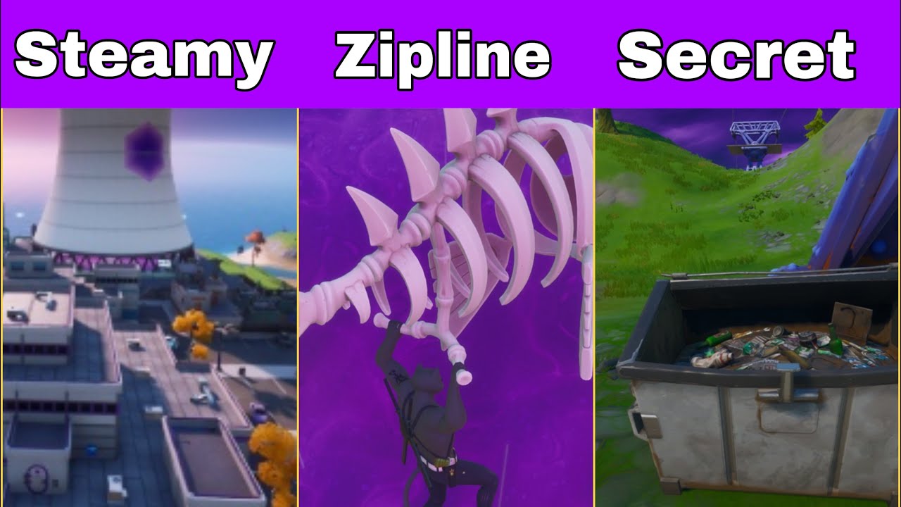 Ride the Steamy Stacks, a Zipline and use a Secret Passage in a single match Location - Fortnite