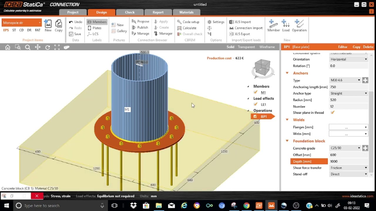 IDEA StatiCa - tutorial-17: Monopole base plate design (Type-2)