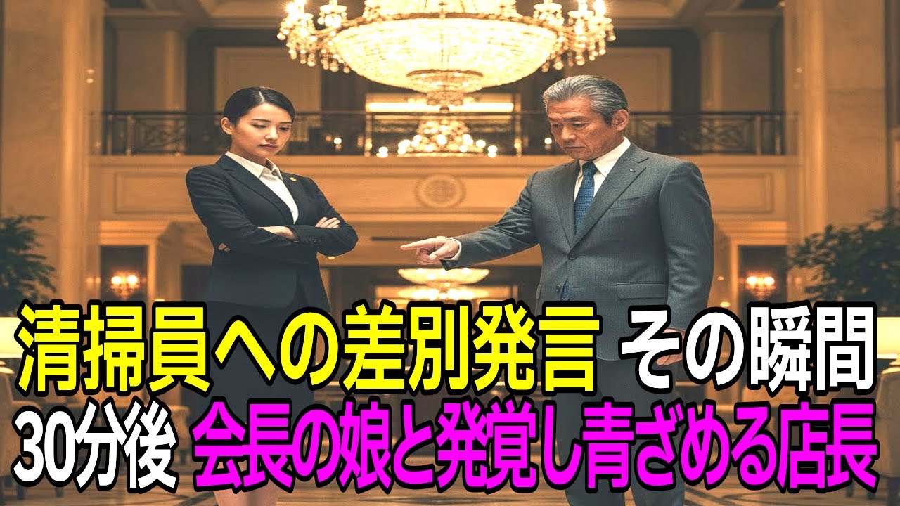 【スカッとする話】清掃員を差別した店長「汚いから消えろ」→30分後、正体が会長の娘だと判明した結果…【感動/ドラマ】