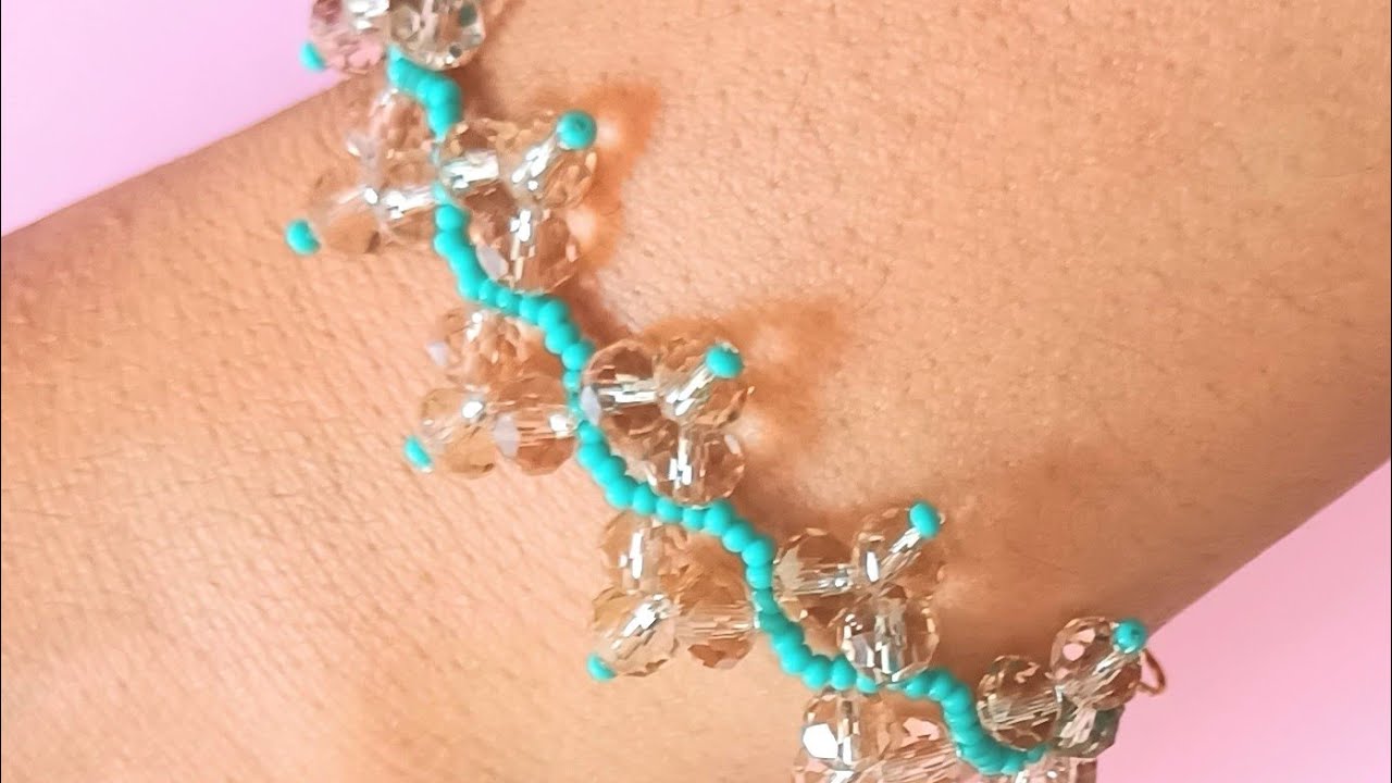 Cómo Hacer Bonita Pulsera con Cristales y Chaquira