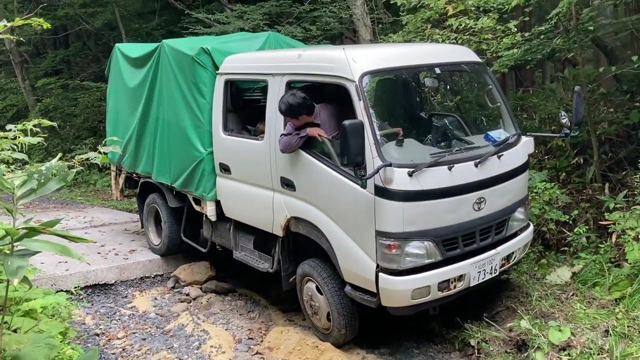 高床4WD ダイナダブルキャブ　林道ドライブ XZU372 Японский грузовик на бездорожье TOYOTA DYNA Дюна