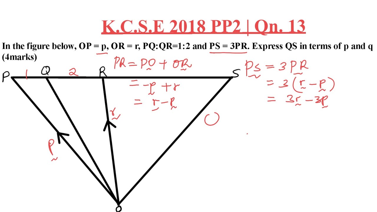 ВЕКТОРЫ | KCSE 2018 PP2 | Вопрос 13