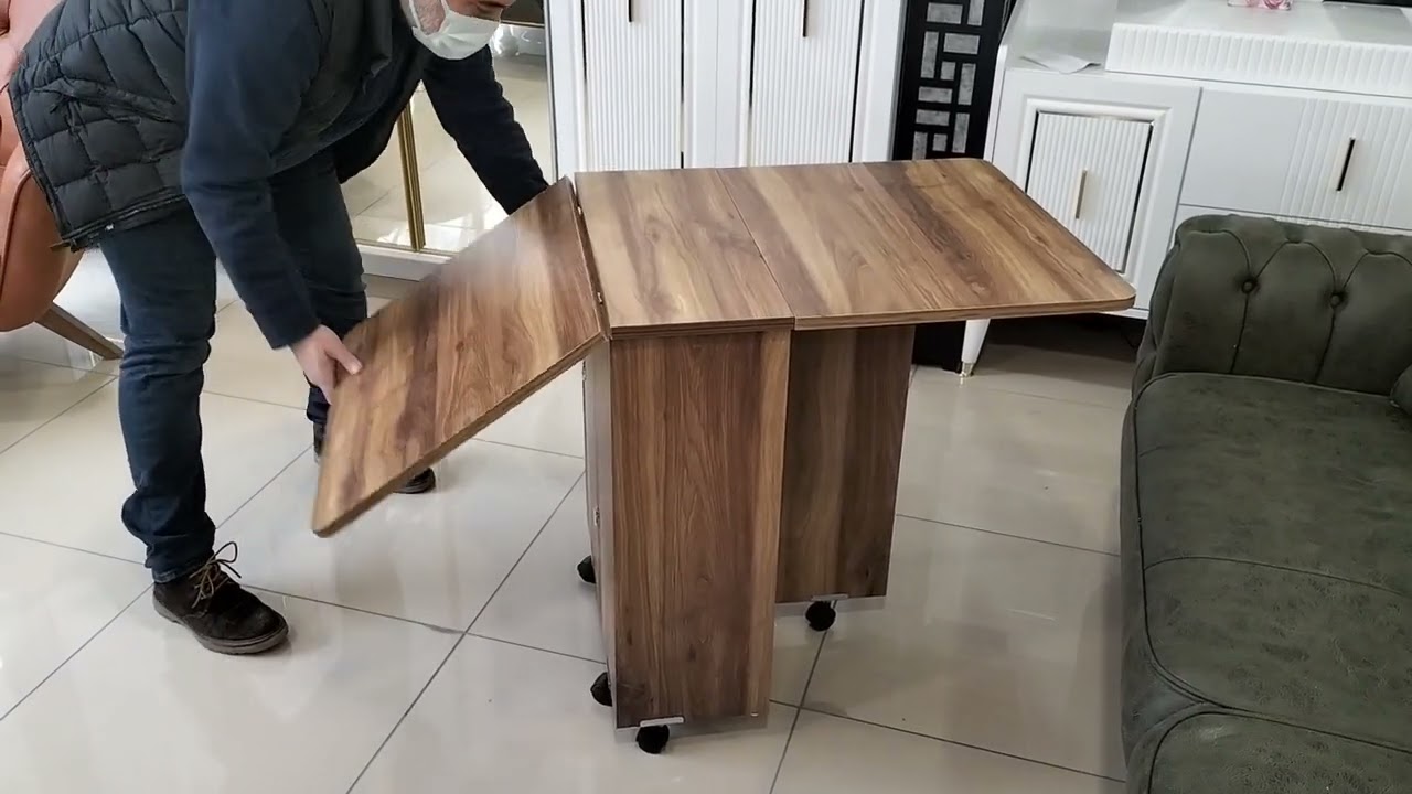 Mutfak, Balkon Gibi Dar Alanlar İ&ccedil;in Katlanır Masa, B&uuml;y&uuml;yen Tekerlekli Masa