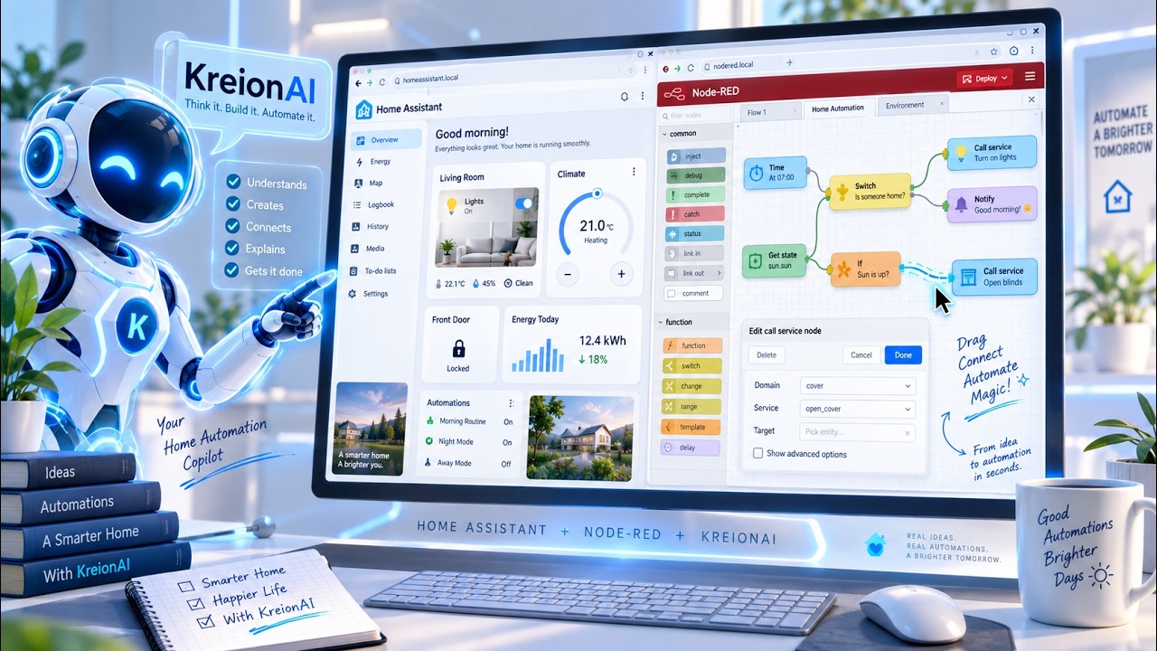 Home Assistant, Node-RED, KreonAI - you've never seen this before! It creates automations right b...