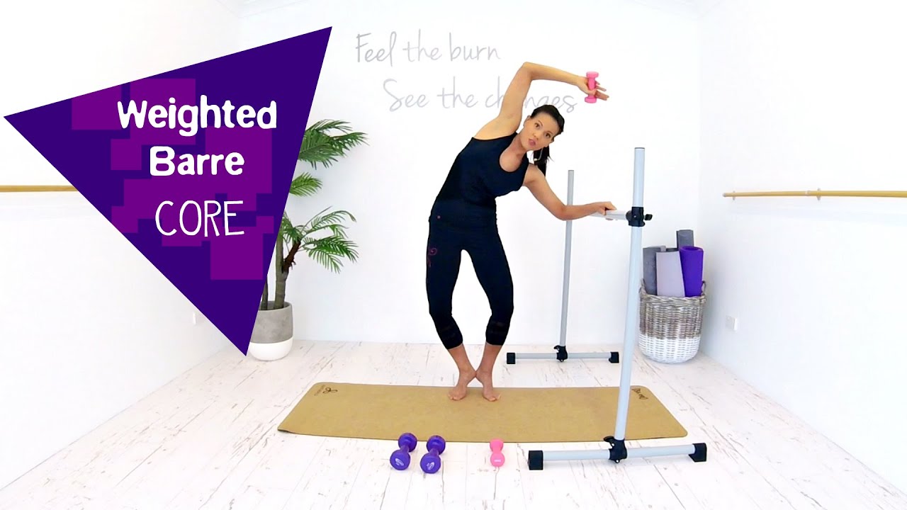 Standing Abs Barre Workout with Weights - BARLATES BODY BLITZ Weighted Barre Core