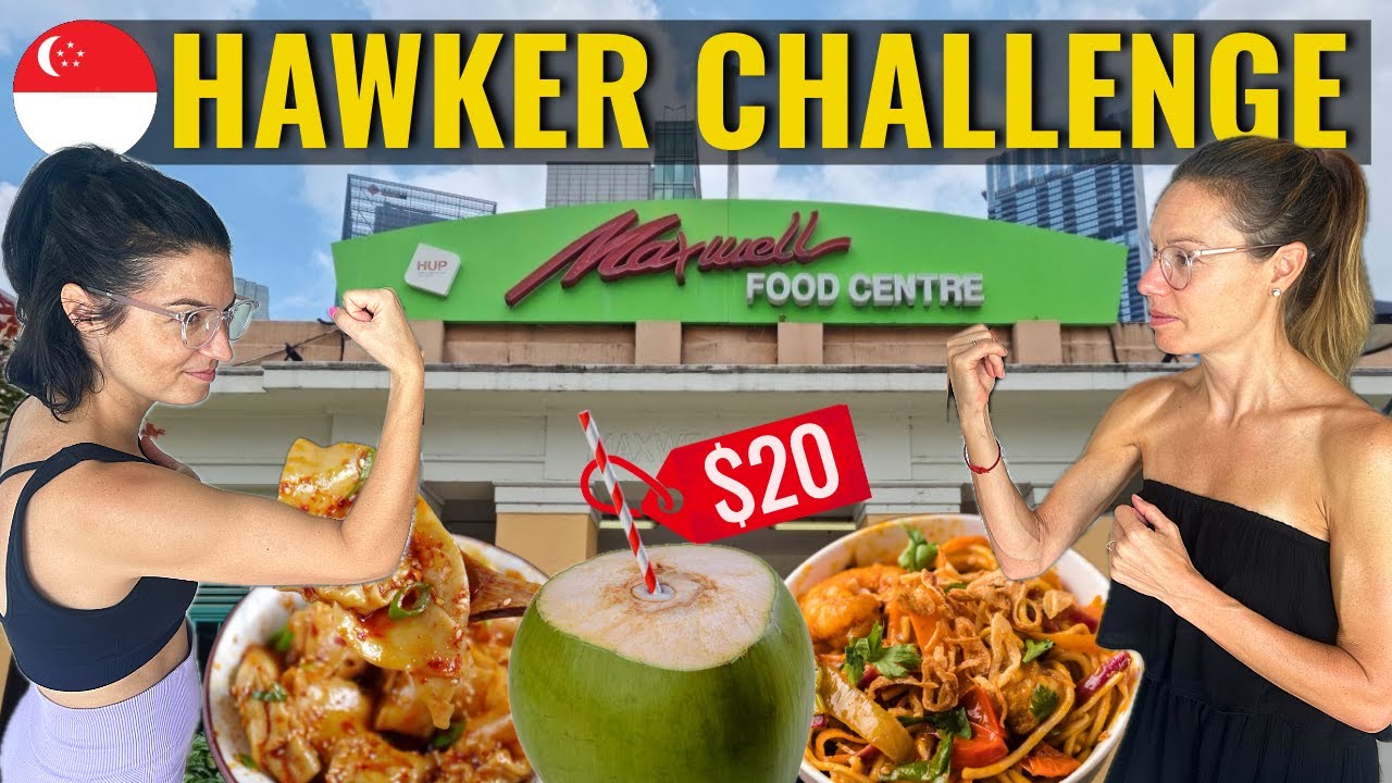 $20 Hawker Food Challenge in Singapore! 🇸🇬 Tourists vs. Locals at Maxwell Food Centre