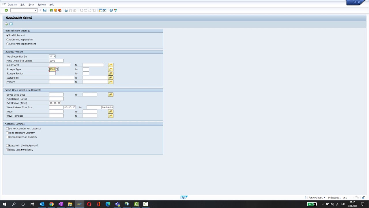 SAP EWM Storage Type Based Replenishment Stock Type Determination
