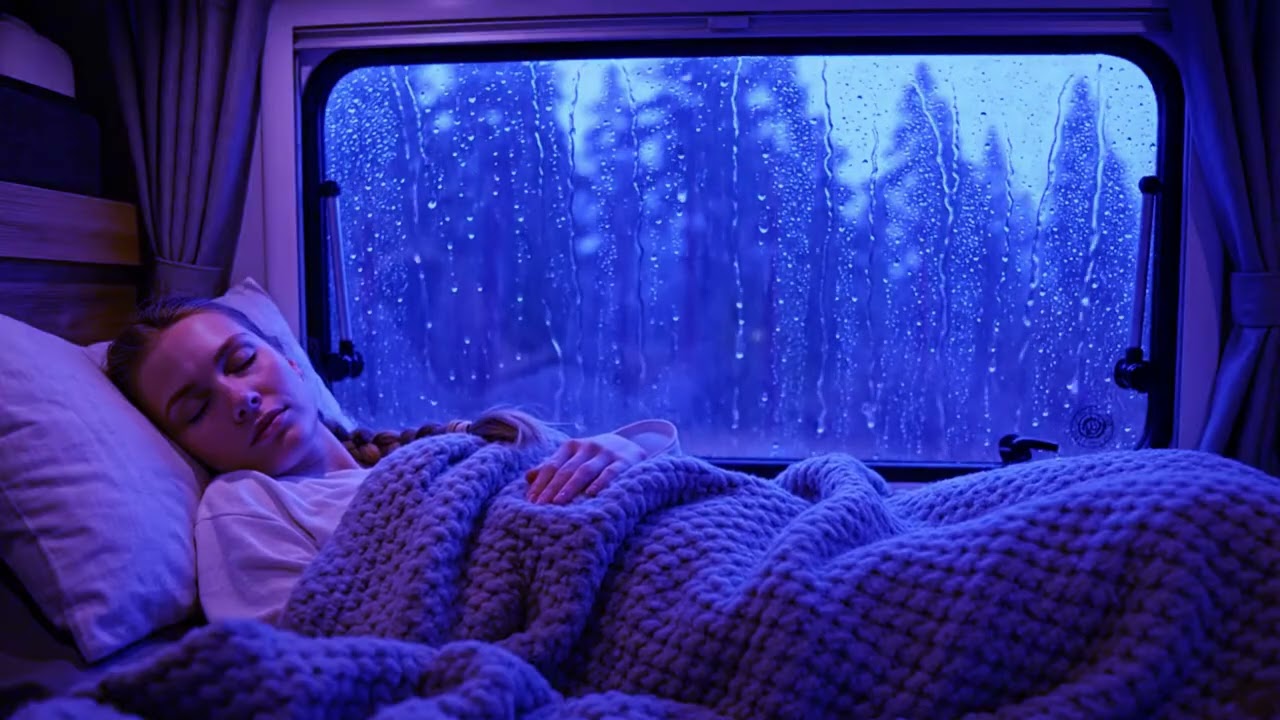 Relaxing Rain & Thunder Sounds in a Van 🚐 | Deep Sleep Therapy