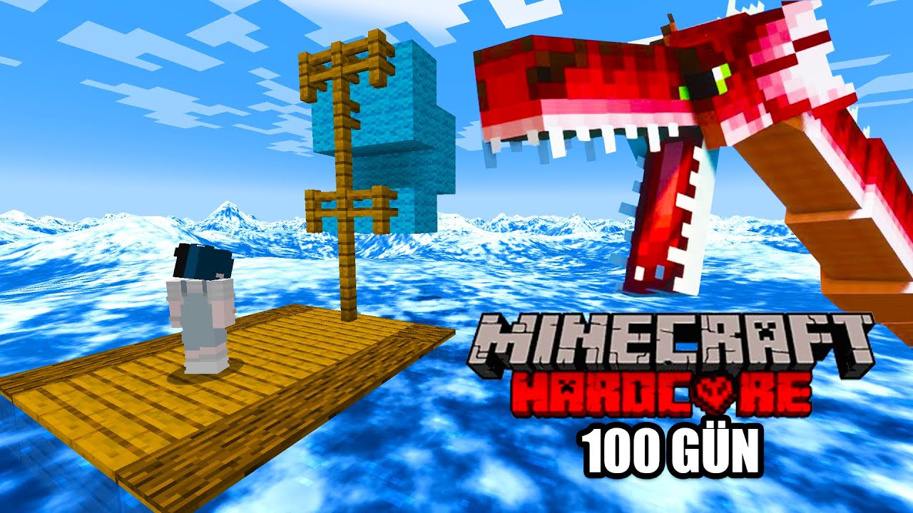 Minecraft'ın EN TEHLİKELİ Okyanusunda 100 Gün Hayatta Kaldım