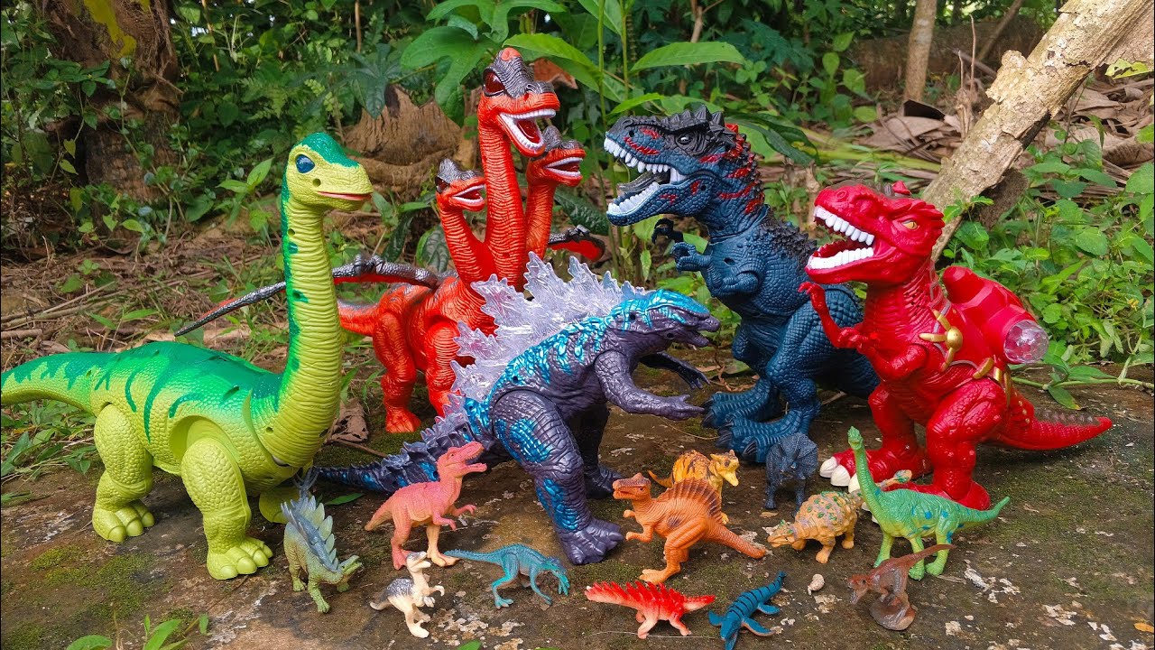 Dinosaurus Jurassic World Dominion: t-rex/ Brachiosaurus/ Brontosaurus/ monster kepala tiga/Godzilla