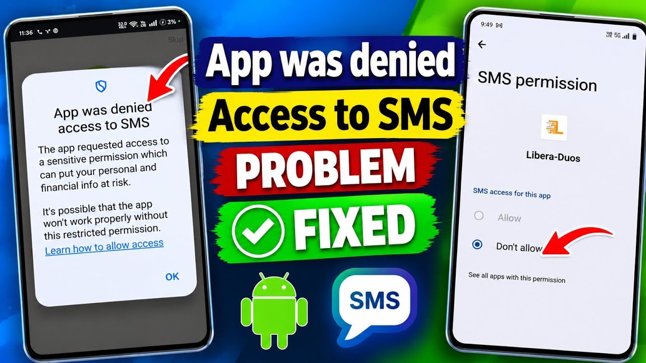 App Was Denied Access to SMS Problem FIXED | How to Allow SMS Permissions | Android