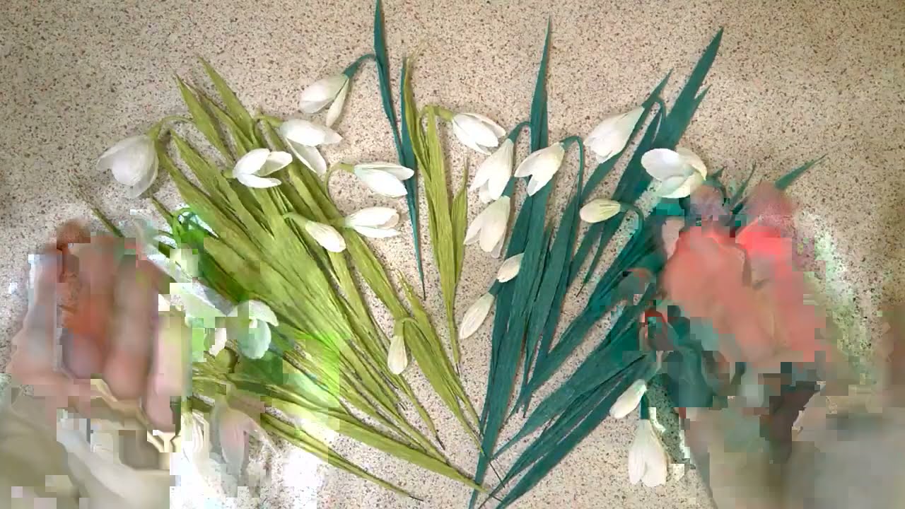 Подснежники из гофрированной бумаги.