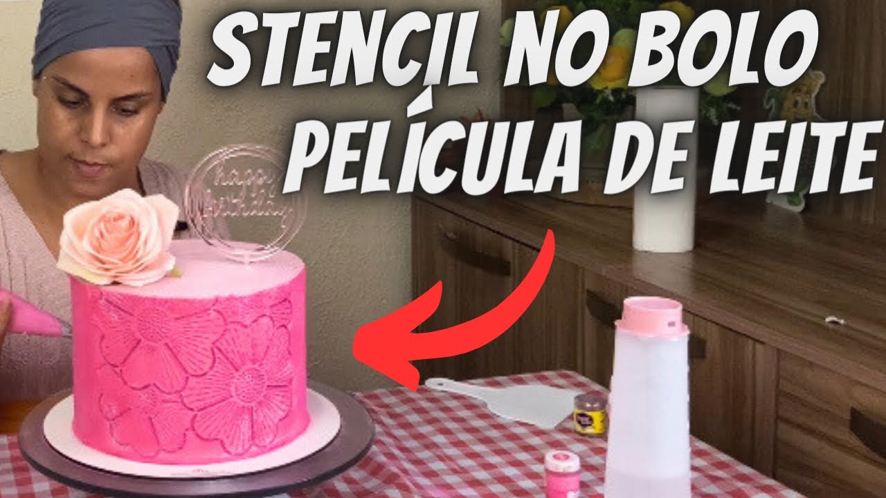 APLICAÇÃO DE STENCIL no BOLO usando LEITE