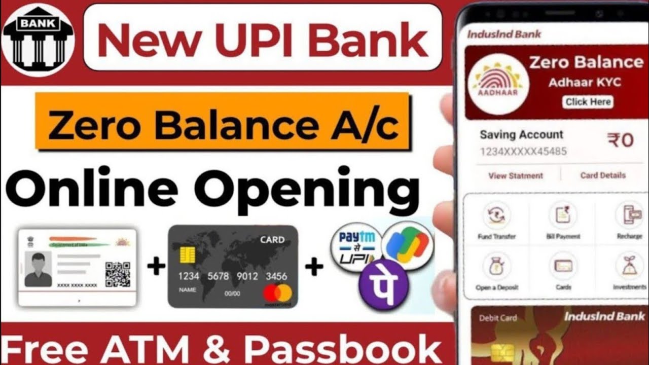 नई UPI बैंक 🔥 Zero Balance Account Opening without video kyc | Without Video Kyc Account Opening