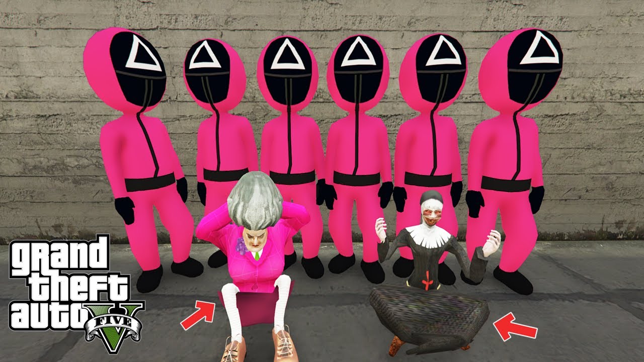 SQUİD GAME KORKU KARAKTERLERİ SCARY TEACHER VE EVİL NUN KAÇIRIYOR - GTA 5 MODS