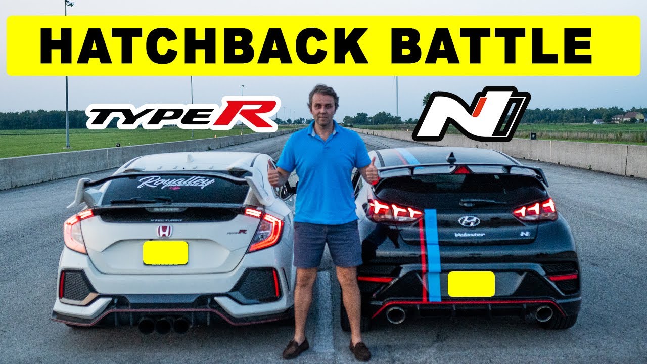 Hyundai Veloster N DCT против Honda Civic Type R — битва хэтчбеков! Гонка Drag-n-Roll.