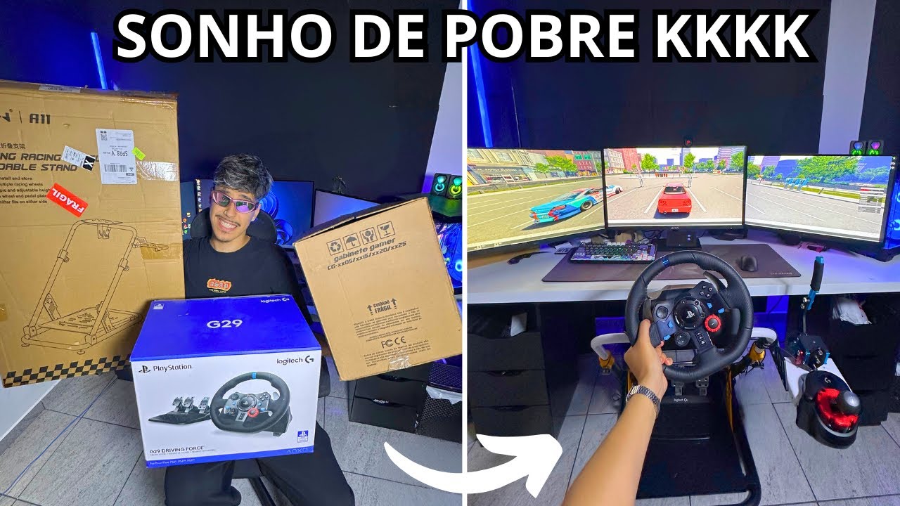 COMPREI E MONTEI UM COCKPIT DE POBRE NO MEU SETUP GAMER KKKKK