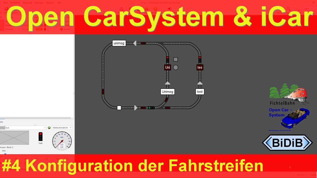 Steuerung Open-CarSystem mit iCar #4 | Konfigruration Fahrstreifen