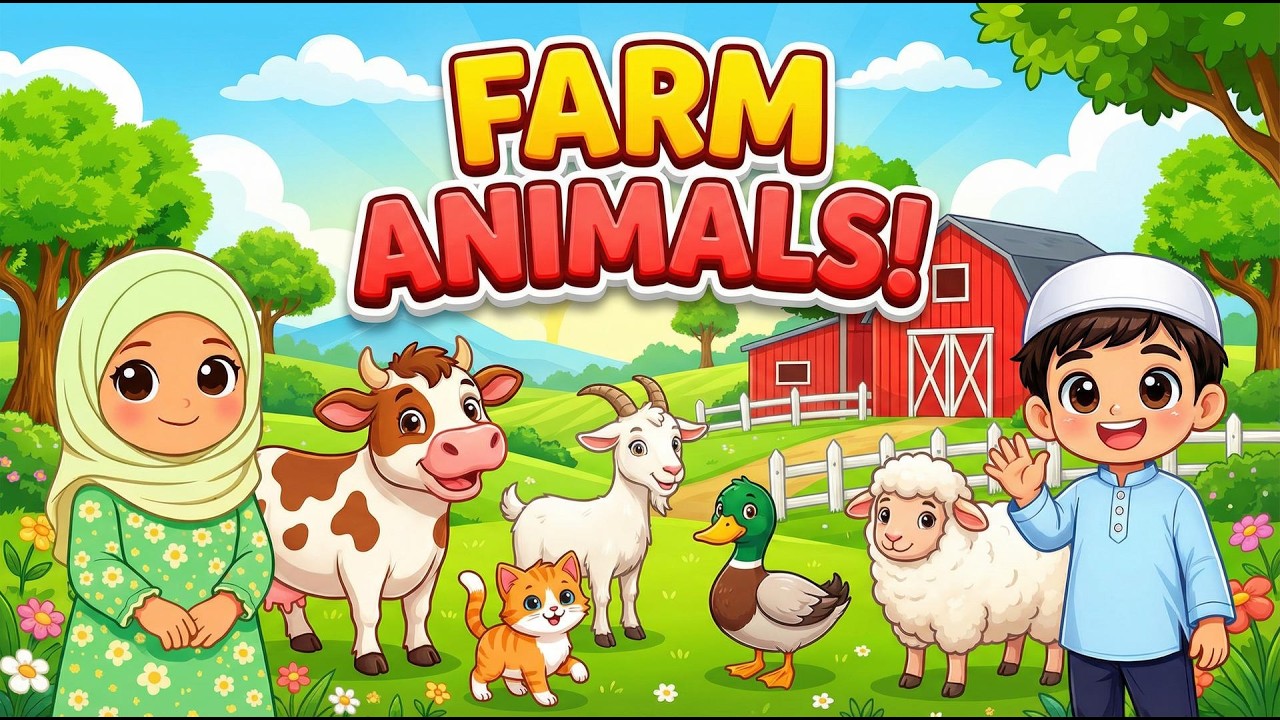 Farm Animals Song for Kids | Cow Goat Duck Sheep | Islamic Cartoon for Kids | Little Deen World