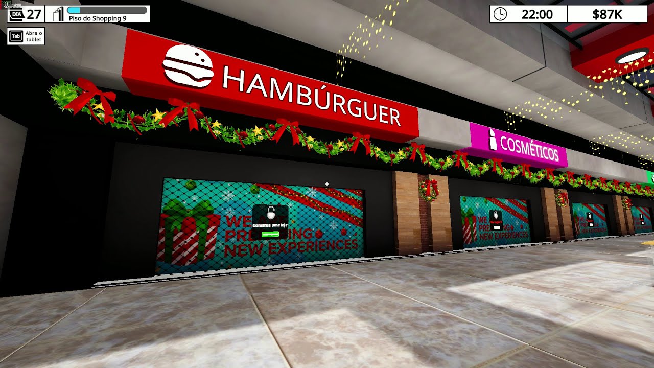 segundo andar liberado loja de tecnologia ou cosméticos  MALL SIMULATOR gerenciar shopping