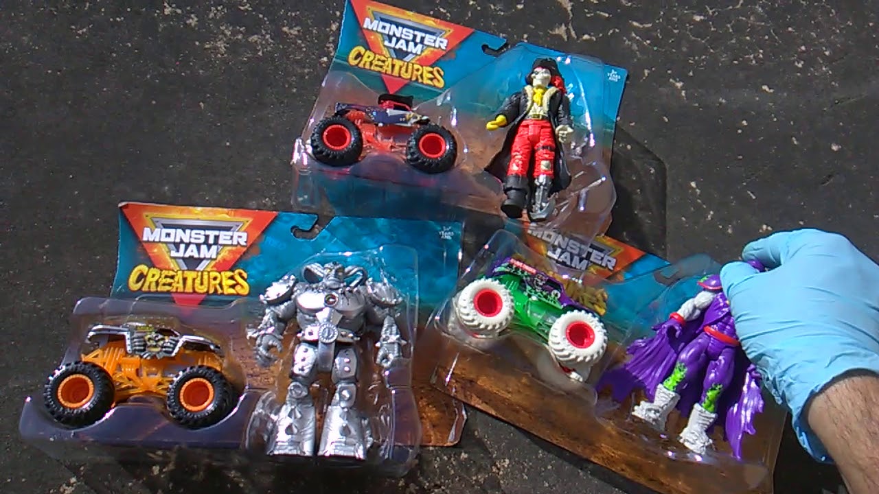 Monster Jam Creatures! Round 1! NEW Action Figure Line! Grim, Captain Black, and Maximums!