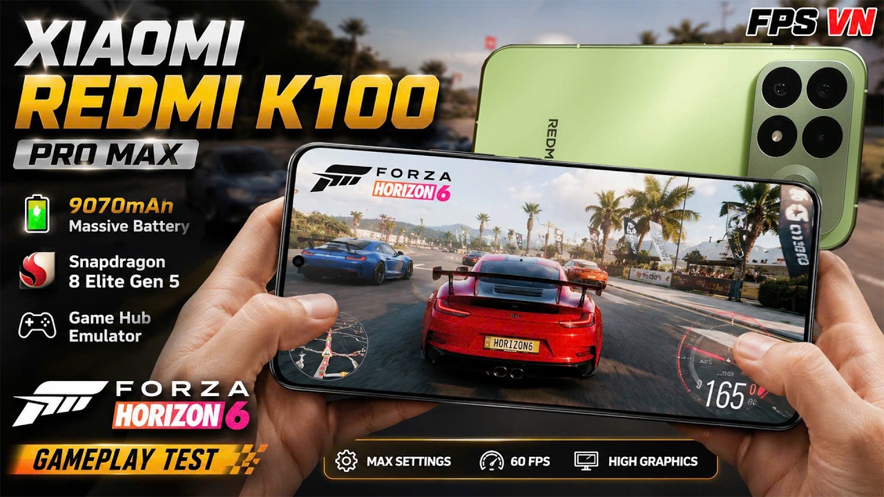 Redmi K100 Pro Max | Snap 8 Elite Gen 5 | Game Hub Test Game AAA Forza Horizon 6 1080p