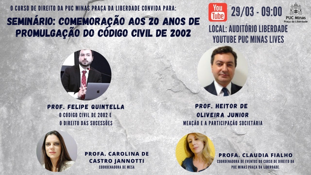 SEMIN&Aacute;RIO: &ldquo;20 ANOS DE PROMULGA&Ccedil;&Atilde;O DO C&Oacute;DIGO CIVIL DE 2002&rdquo;.