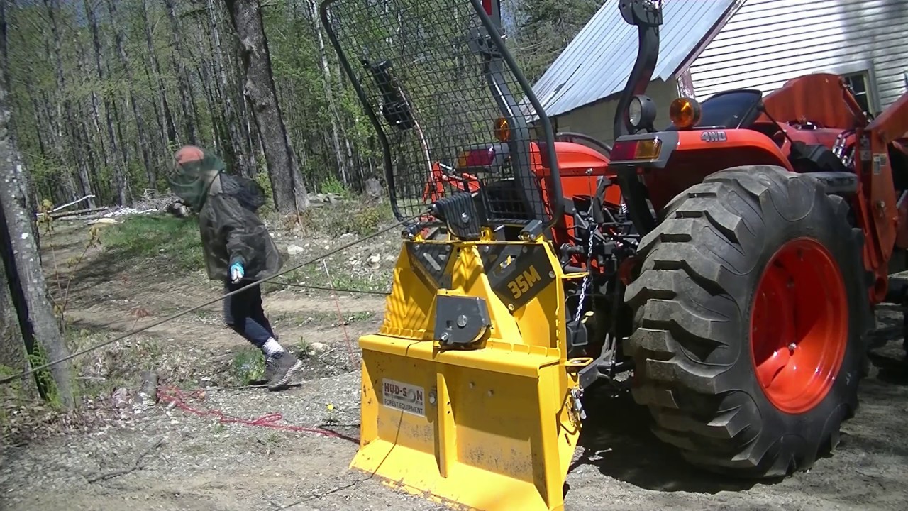 #86 Hudson Uniforest M35 Forestry Winch Removing porcupine damaged trees in Maine