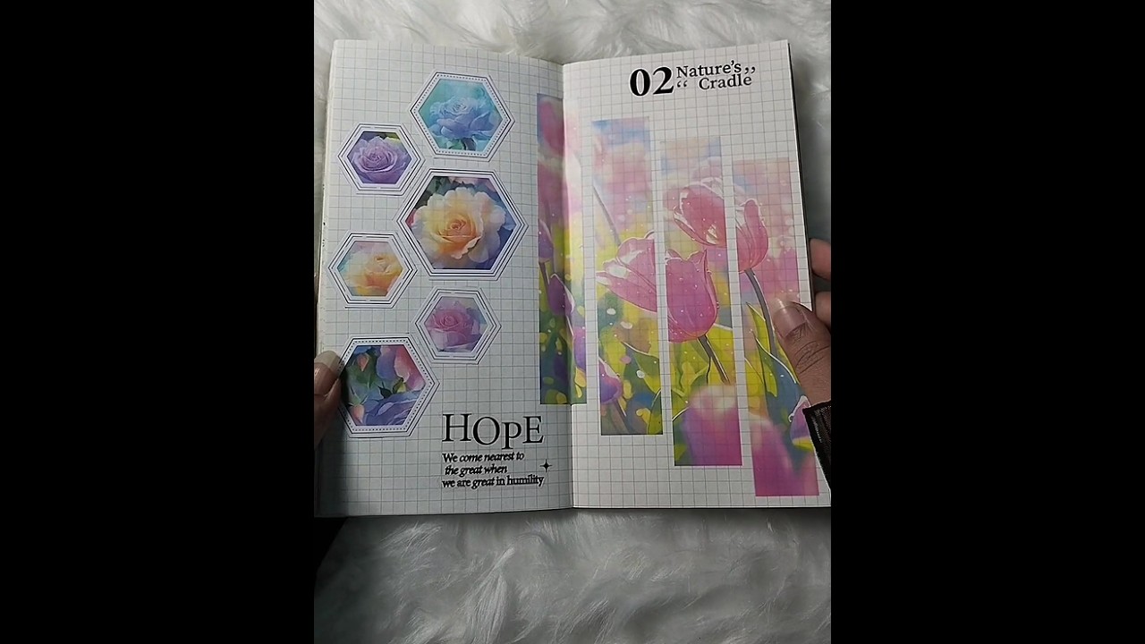 ASMR Journaling | Aesthetic Floral Journal Spread 💙🌷#youtube #nature #scrapbooking #frame #collage