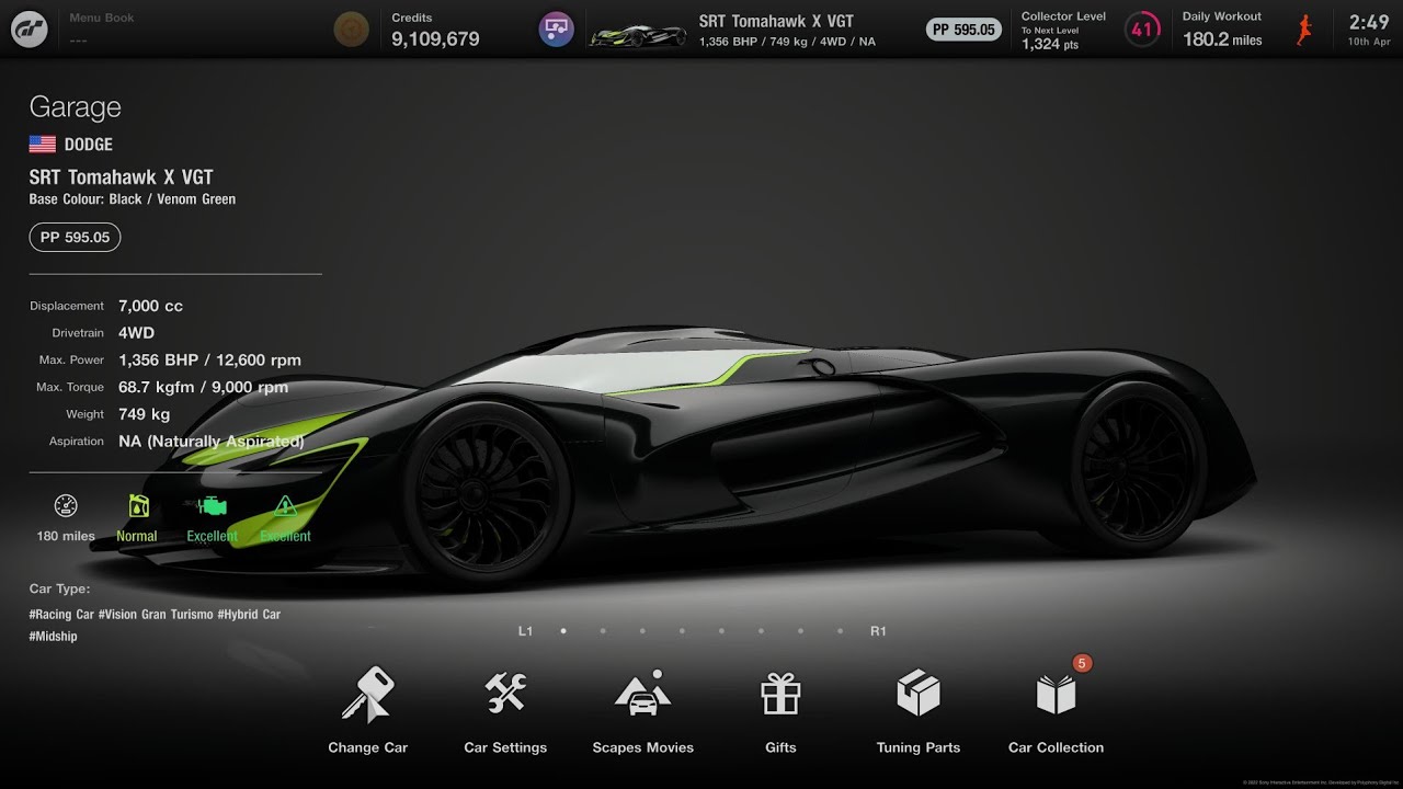 Easy Credits in Gran Turismo 7 , SRT Tomahawk X VGT 595PP , Deep Forrest & WTC600 Tokyo & LeMans