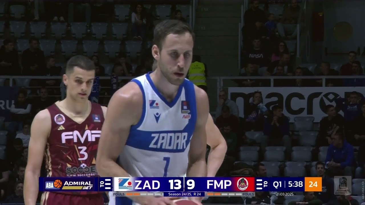 AdmiralBet ABA League 2024/25, Round 24 match: Zadar - FMP Soccerbet (21.3.2025)