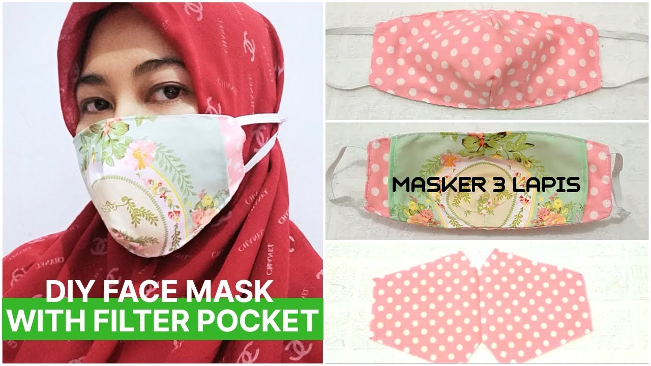How to Make Fabric face Mask with Filter | Cara Membuat Masker Kain dengan Filter