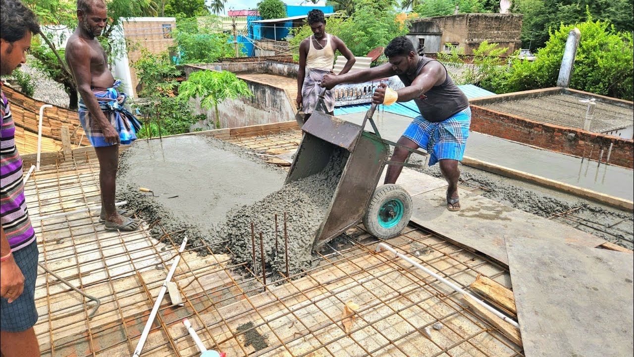 Construction of Roof Technique_Reinforcement Roof Slab Concrete Work Process|Slab Construction