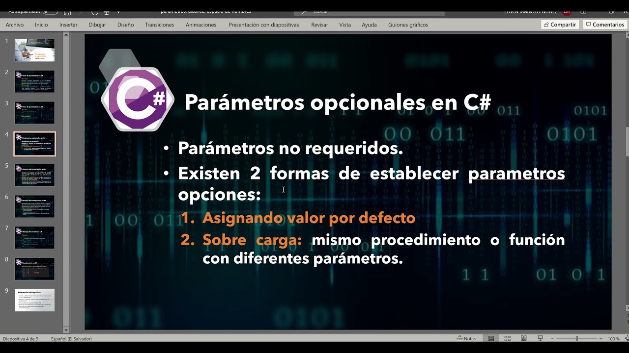 Introducción a la programación C# .Net - Programación modular - parámetros y alcance