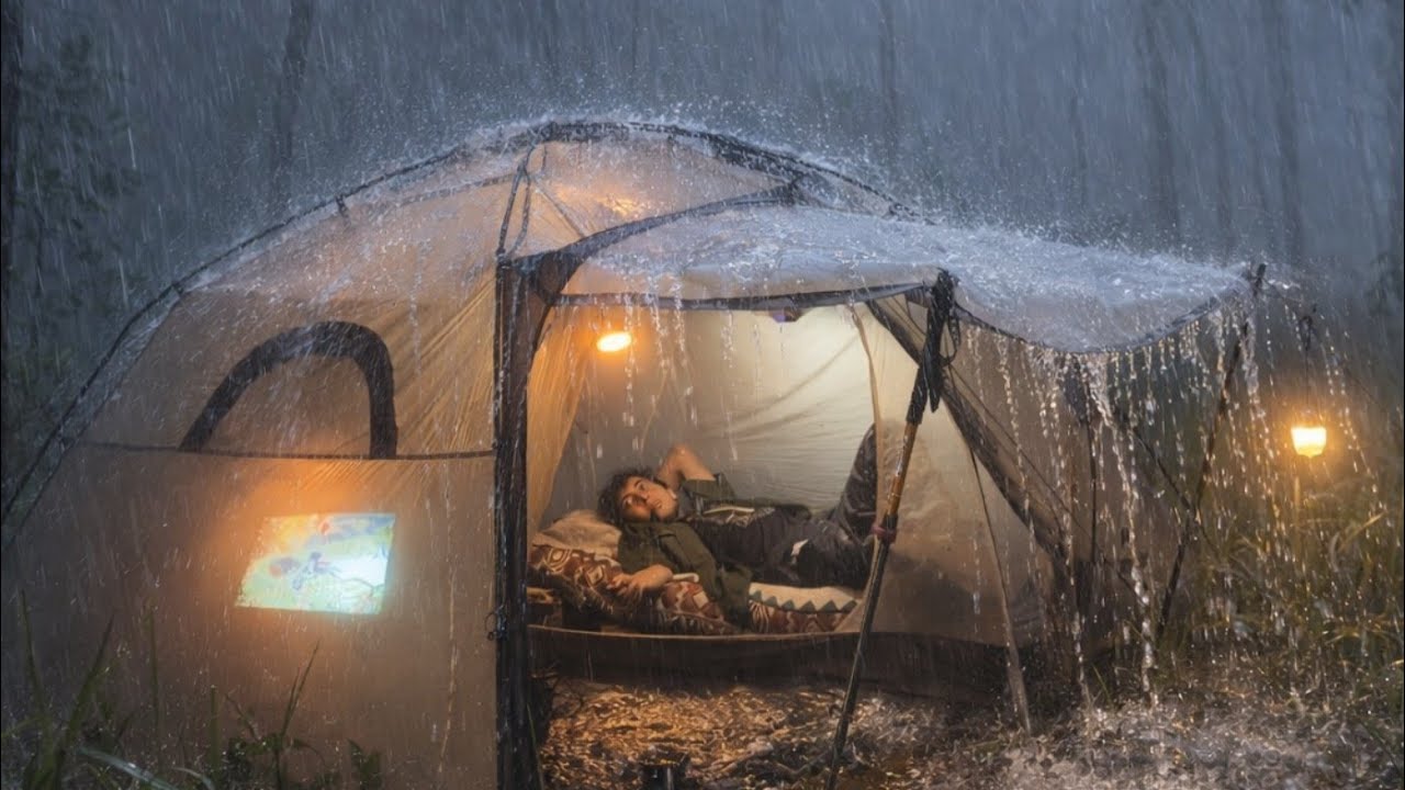 WORST EXPERIENCE OF BEING HIT BY A RAIN STORM ⛈️ CAMPING IN HEAVY RAIN