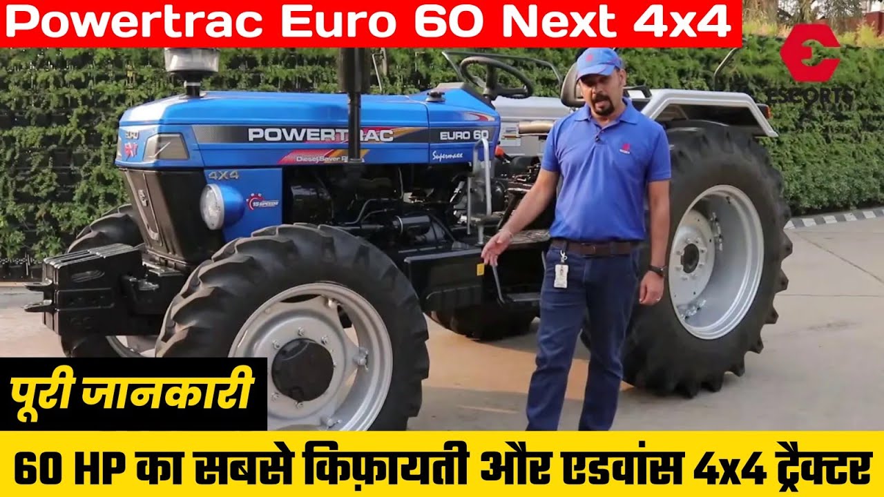 Powertrac Euro 60 Next 4x4 Tractor Review in Hindi | Best 4x4 Tractor In India
