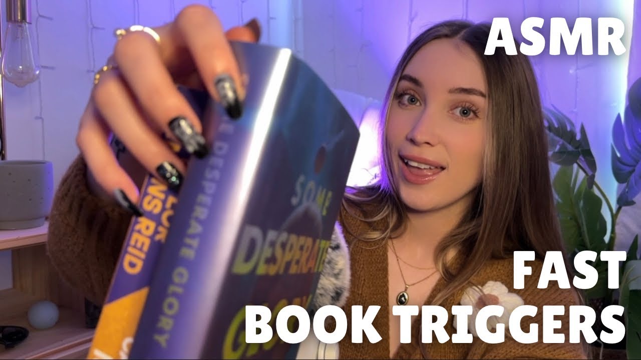 ASMR FAST book triggers! (close whispers, unpredictable tapping, scratching and more!)